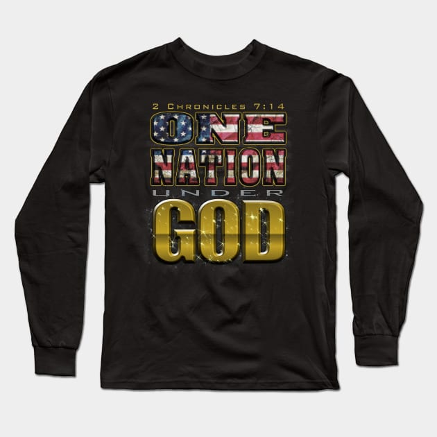 One Nation Under God - 2 Chronicles 7:14 Long Sleeve T-Shirt by PacPrintwear8